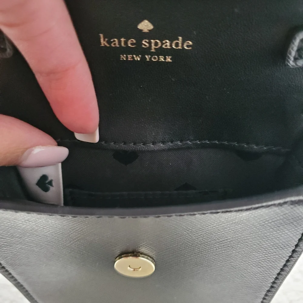 Kate Spade Staci North South Flap Phone Crossbody in Black Saffiano Leather